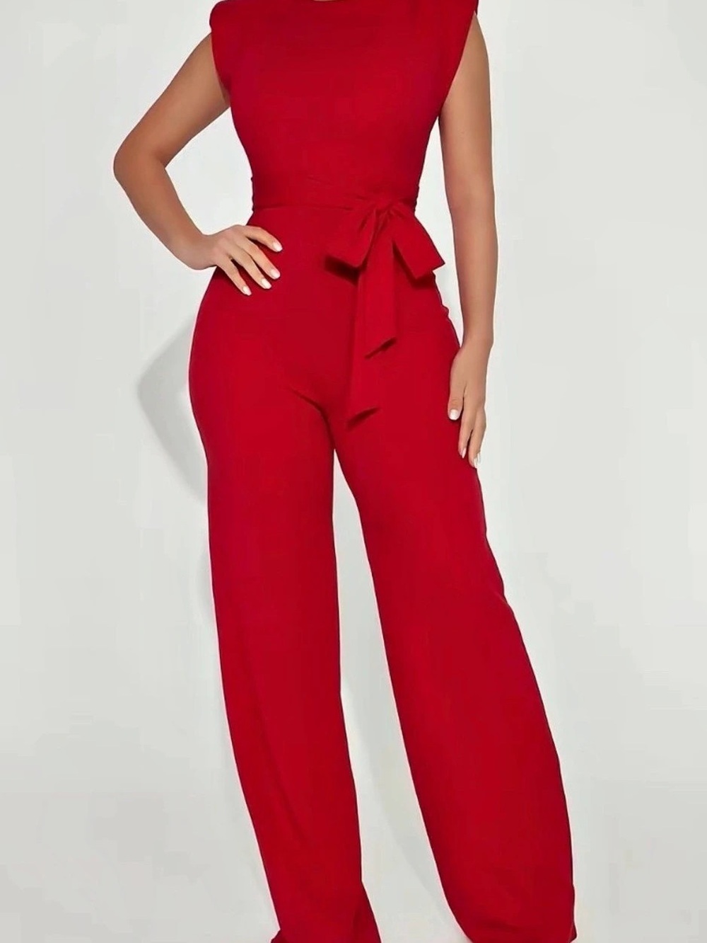 Fashion Nova On Point Jumpsuit Red Wide Leg NWT